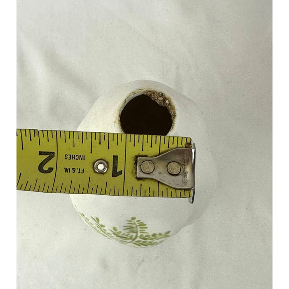 Rustic Fern Pottery Vase Organic Shape Warm White Green Fern Leaves - Picture 10 of 12